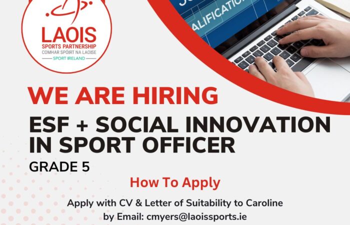 Poster for ESF+ Social Innovation In Sport Officer Role