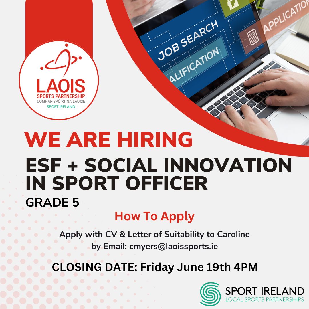 Poster for ESF+ Social Innovation In Sport Officer Role