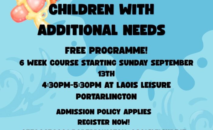 Family Swim with children with additional needs poster - details below