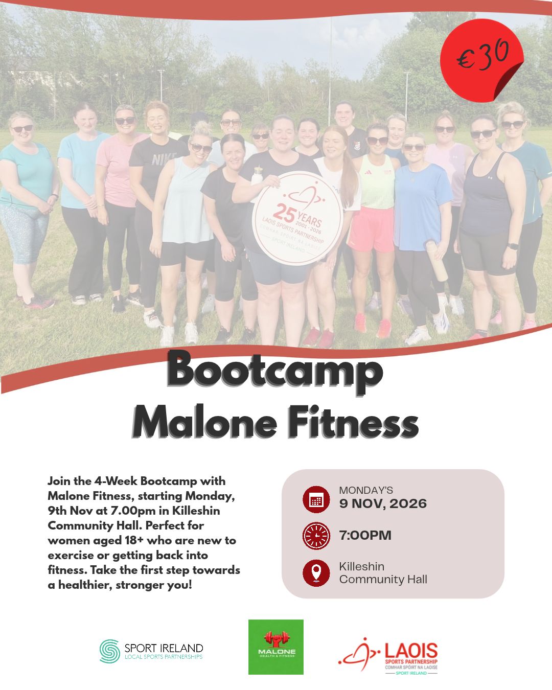 Malone Fitness - Bootcamp - Poster information below.